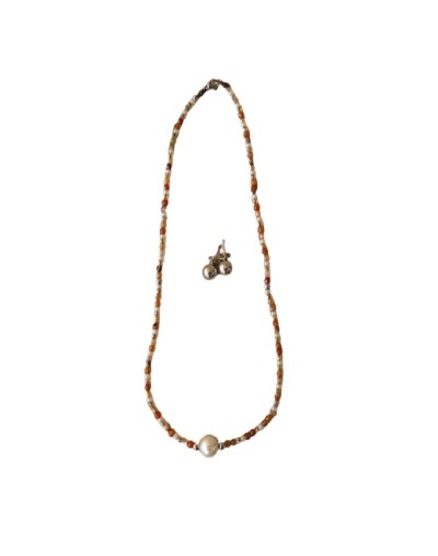 COLLAR  EN PIEDRA NATURAL JADE NARANJA