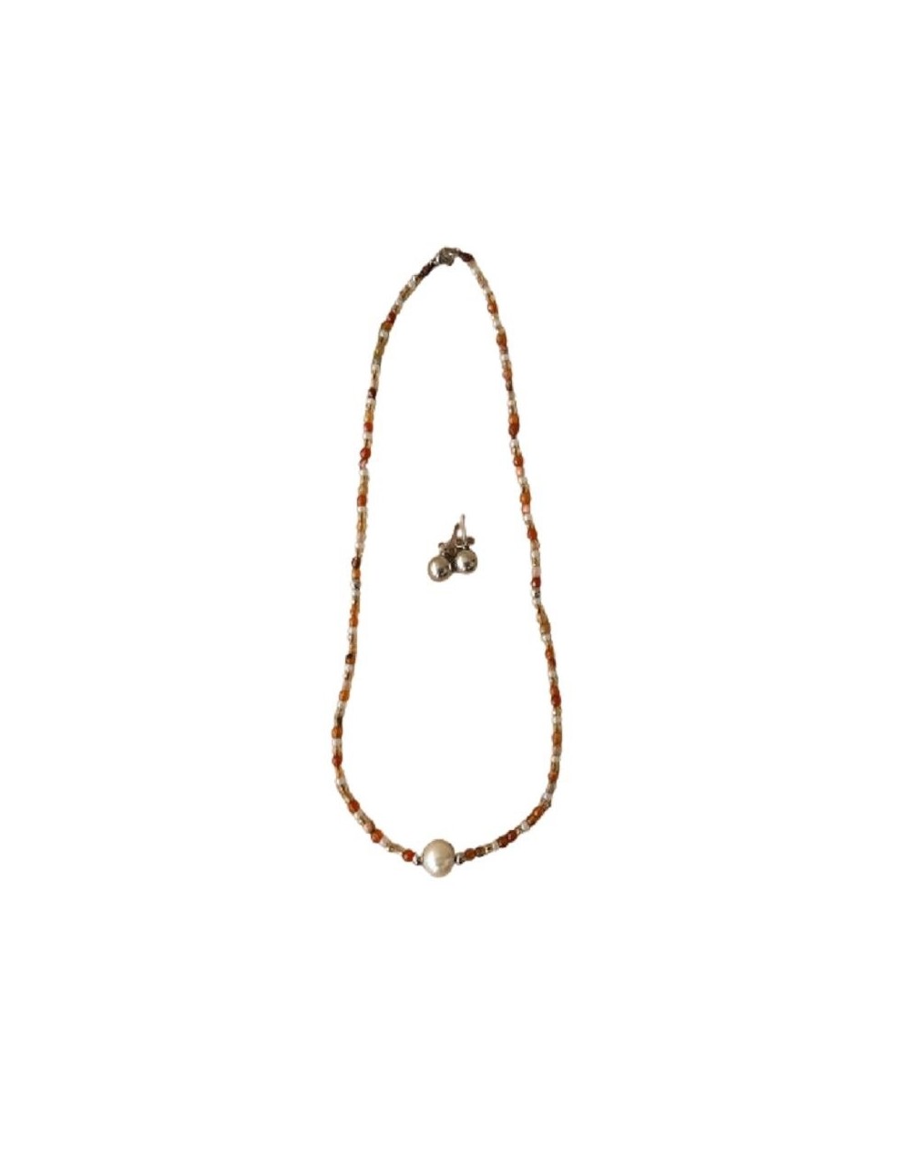 COLLAR  EN PIEDRA NATURAL JADE NARANJA