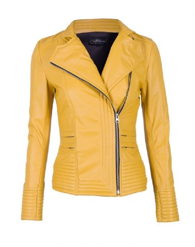 Chaqueta en Cuero LCHLW18 Amarillo La Chaqueteria