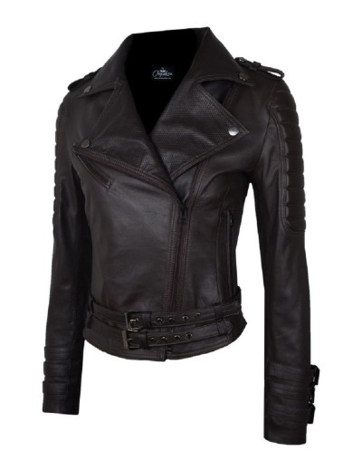 Chaqueta en cuero lchlw16 café la chaqueteria 