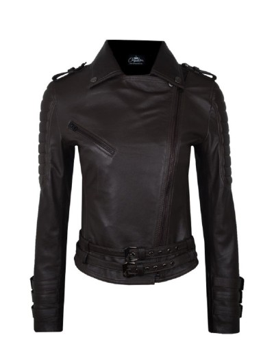 Chaqueta en cuero lchlw16 café la chaqueteria 