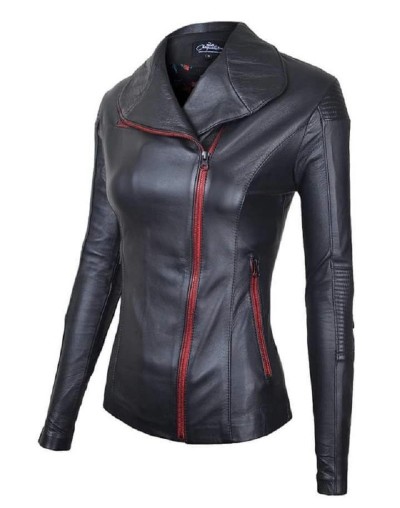 Chaqueta en cuero mujer lchlw12 black la chaqueteria 