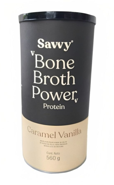 Bone broth power savvy caramelo vainilla caldo de hueso 560g