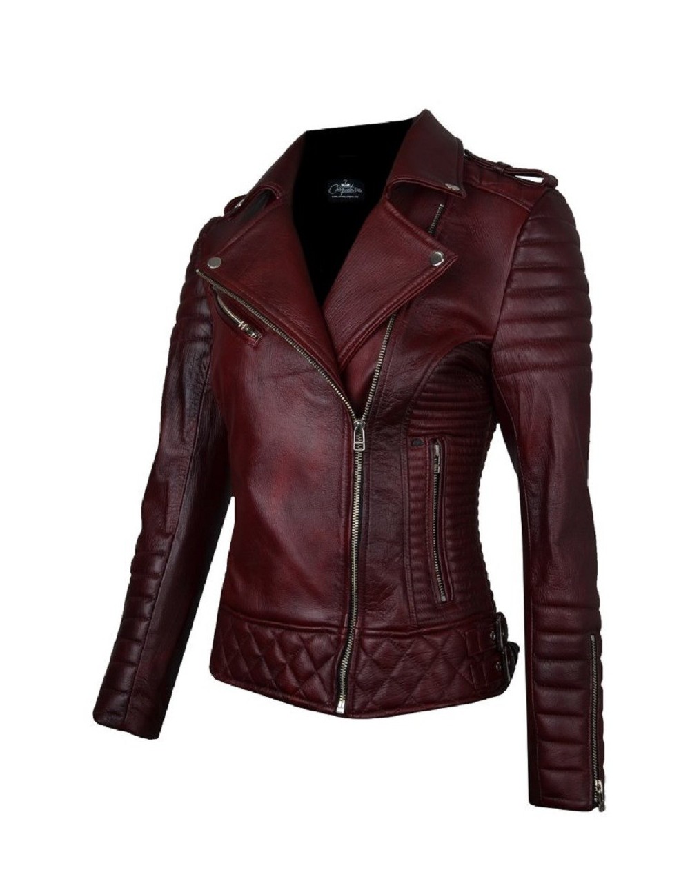Chaqueta en cuero nina vinotinto la chaqueteria