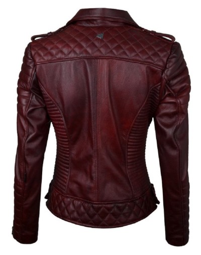 Chaqueta en cuero nina vinotinto la chaqueteria