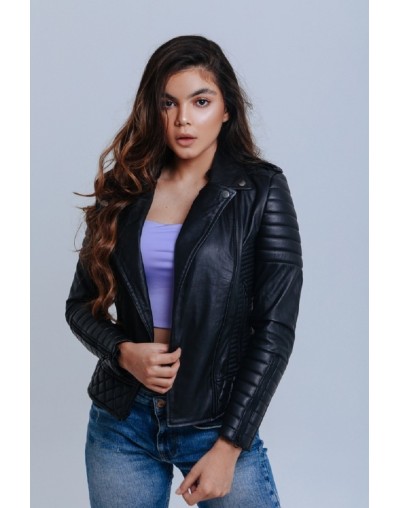 Chaqueta en cuero nina negro la chaqueteria 