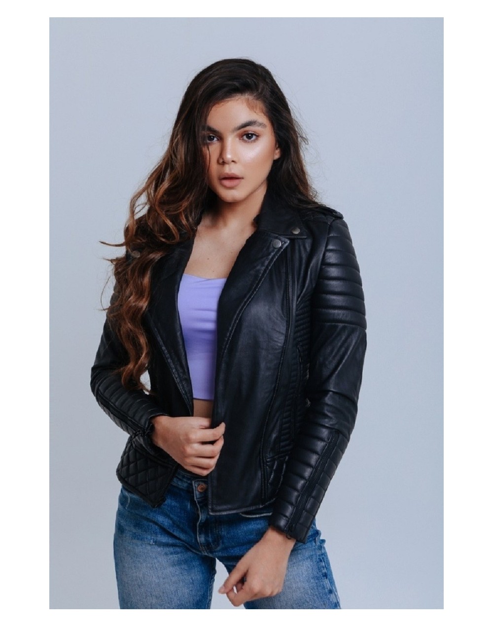 Chaqueta en cuero nina negro la chaqueteria 