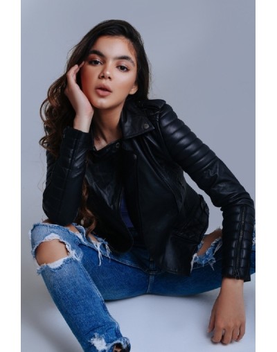 Chaqueta en cuero nina negro la chaqueteria 