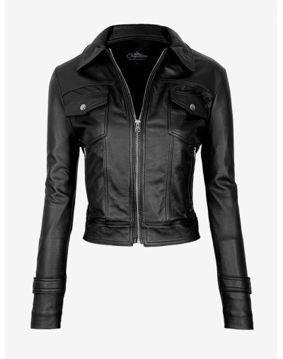 Chaqueta en cuero lchlw44 negra la chaqueteria 