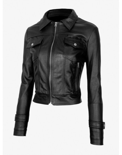 Chaqueta en cuero lchlw44 negra la chaqueteria 