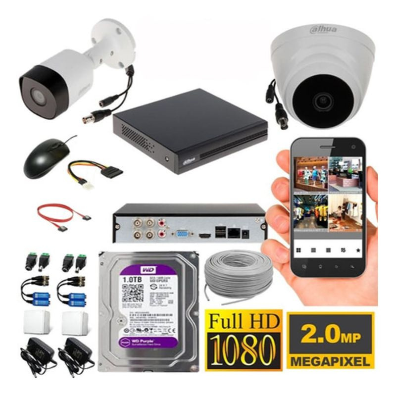 Cámaras de seguridad kit de 4 cámaras analógicas con accesorios para el hogar comercio e industria Incluye instalación