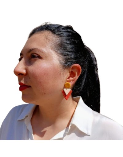 Aretes triangulares arcilla polimérica regalo para mujer