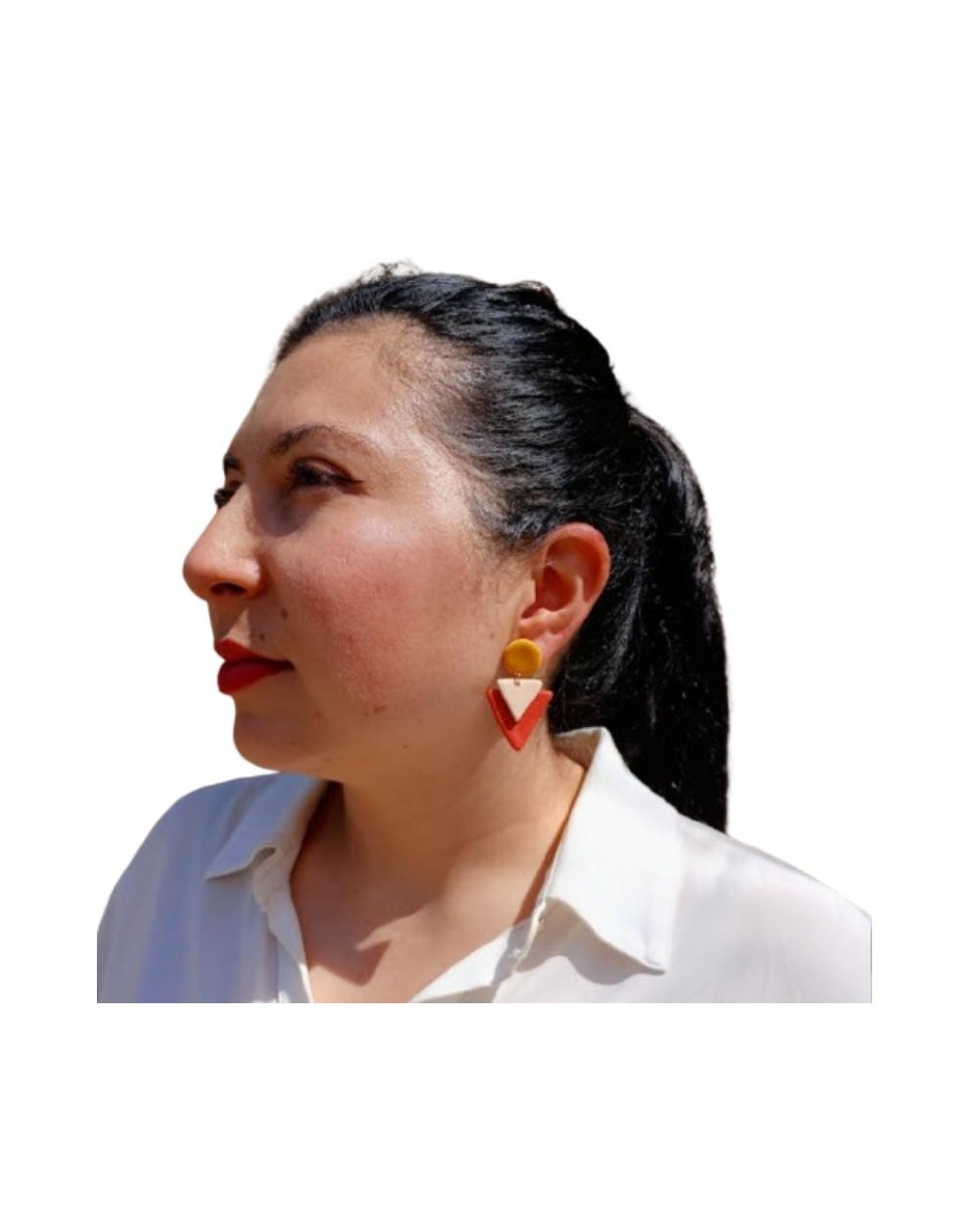 Aretes triangulares arcilla polimérica regalo para mujer