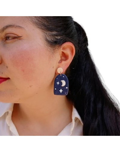 Aretes noche estrellada en arcilla polimérica