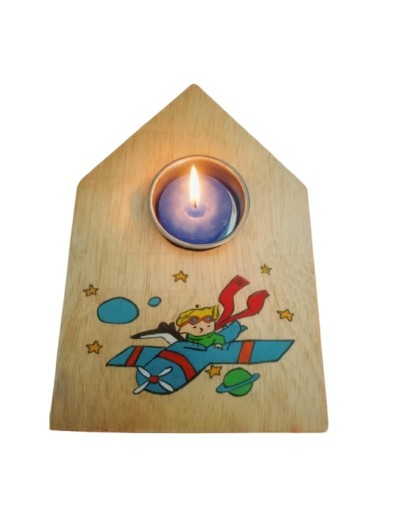 Porta Vela e Incienso en Madera Diseño Aviador Artesanal