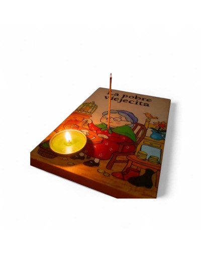 Porta Vela e Incienso en Madera Diseño La Pobre Viejecita