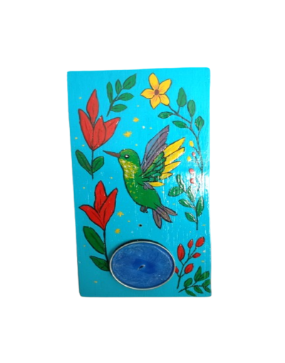 Colibrí y Flores Silvestres Naturaleza Viva porta velas e incienso