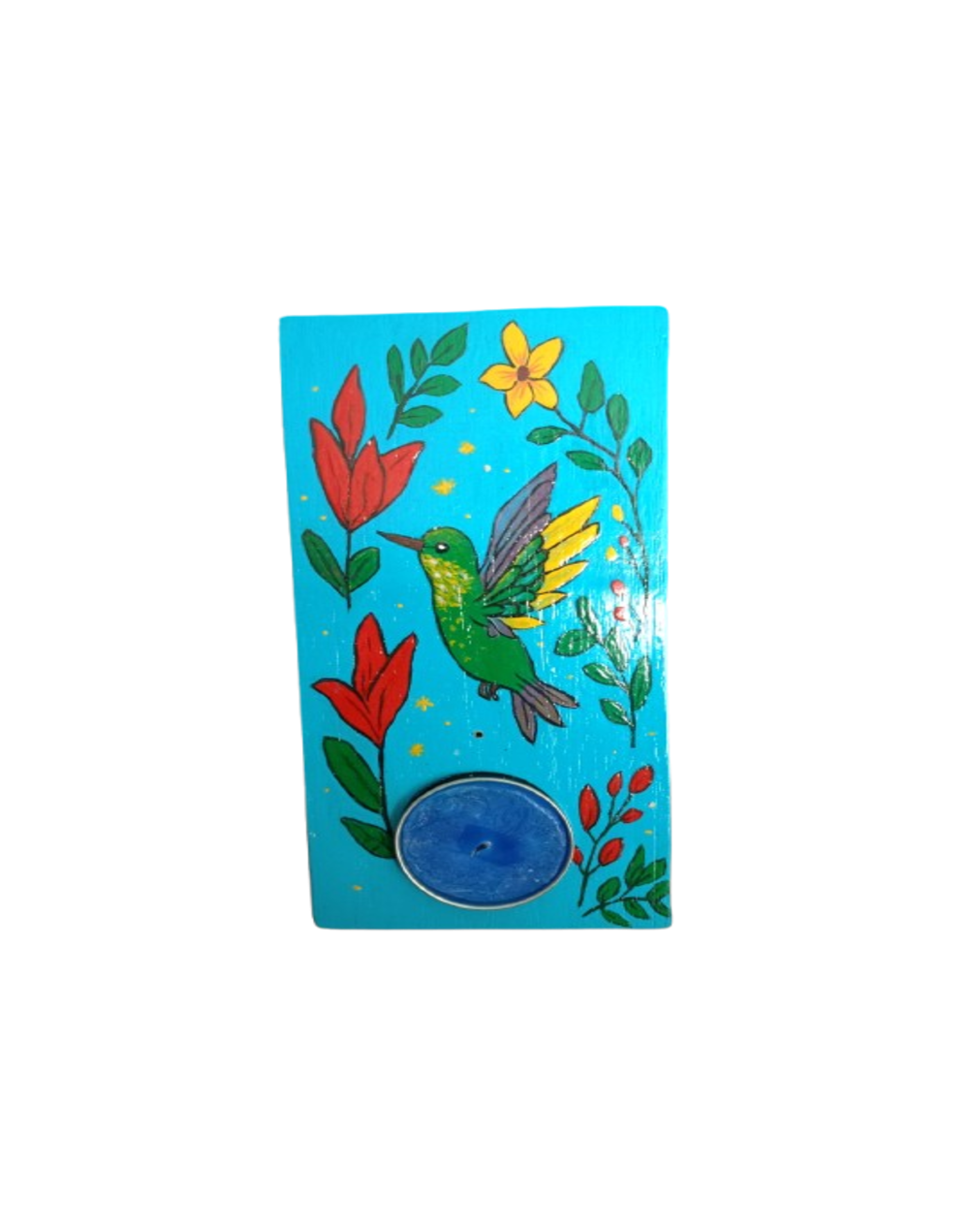 Colibrí y Flores Silvestres Naturaleza Viva porta velas e incienso