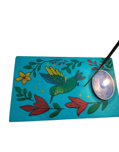 Colibrí y Flores Silvestres Naturaleza Viva porta velas e incienso