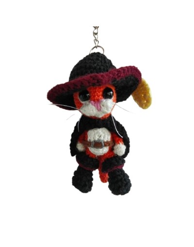 Llavero Amigurumi del Gato con Botas Primavera Rosa Artesanías