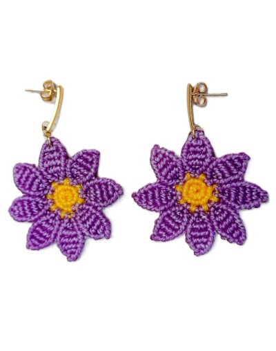 Aretes Mini Flor Macramé