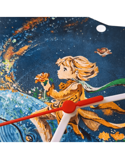 Reloj en vinilo pintado a mano El Principito y ballena jorobada