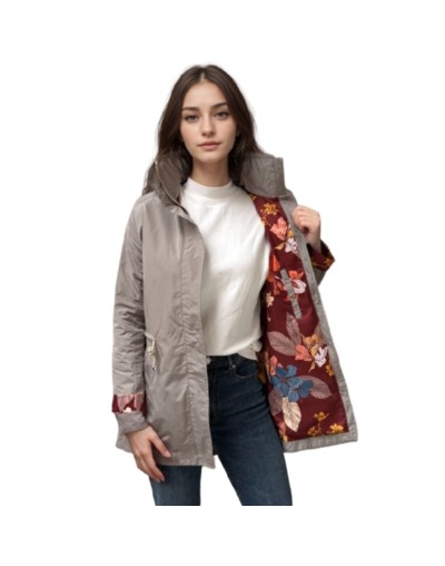 A Parka Beige Estampada