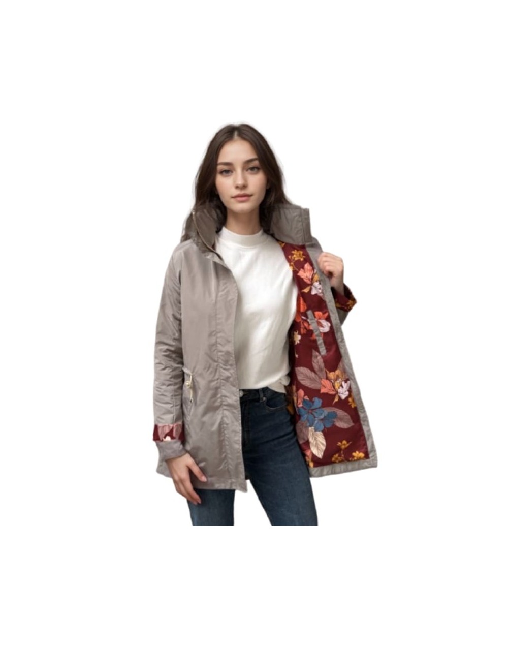 A Parka Beige Estampada