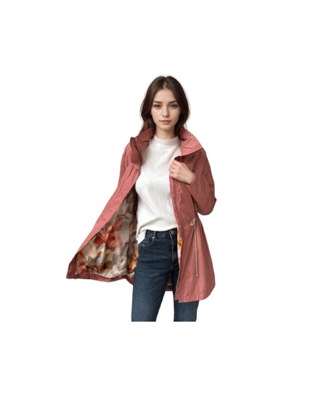 A Parka Rosa Nude Estampada