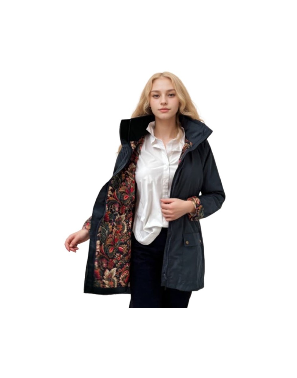 A Parka Otoño Verde Gris Estampada