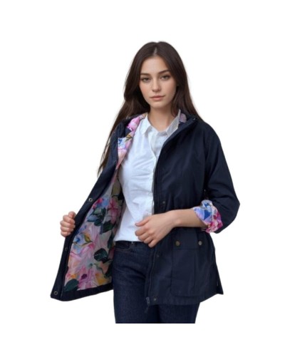 A Cazadora Azul Noche Estampada