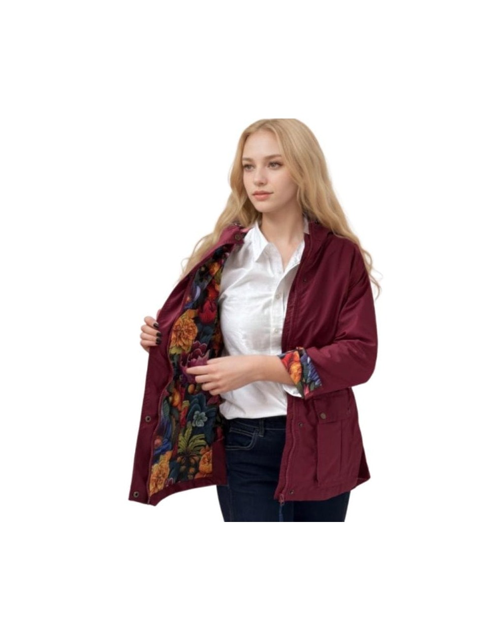 A Cazadora Vinotinto Estampada