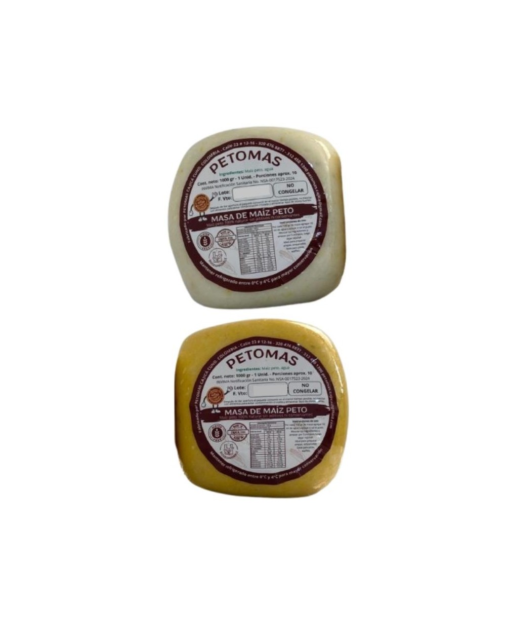 Masa de maíz peto blanco o amarillo