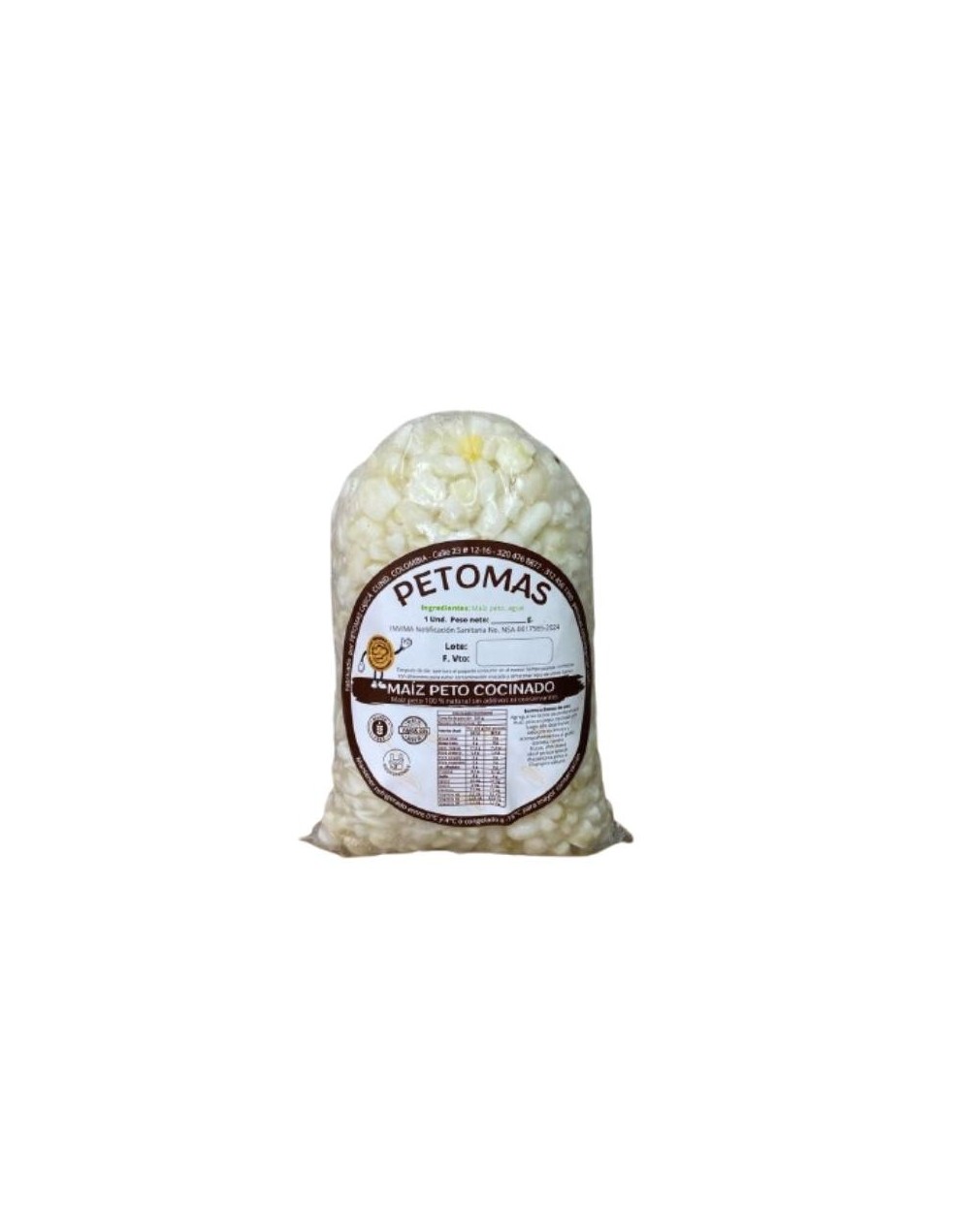 Maíz peto en pepa cocinado