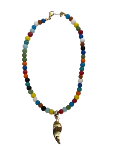 collar  colorido dije cacho dorado