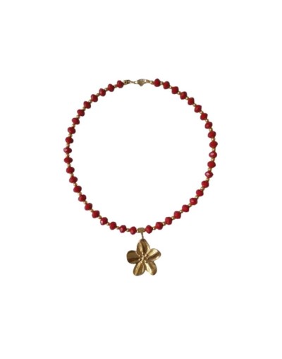 Collar floral rojo