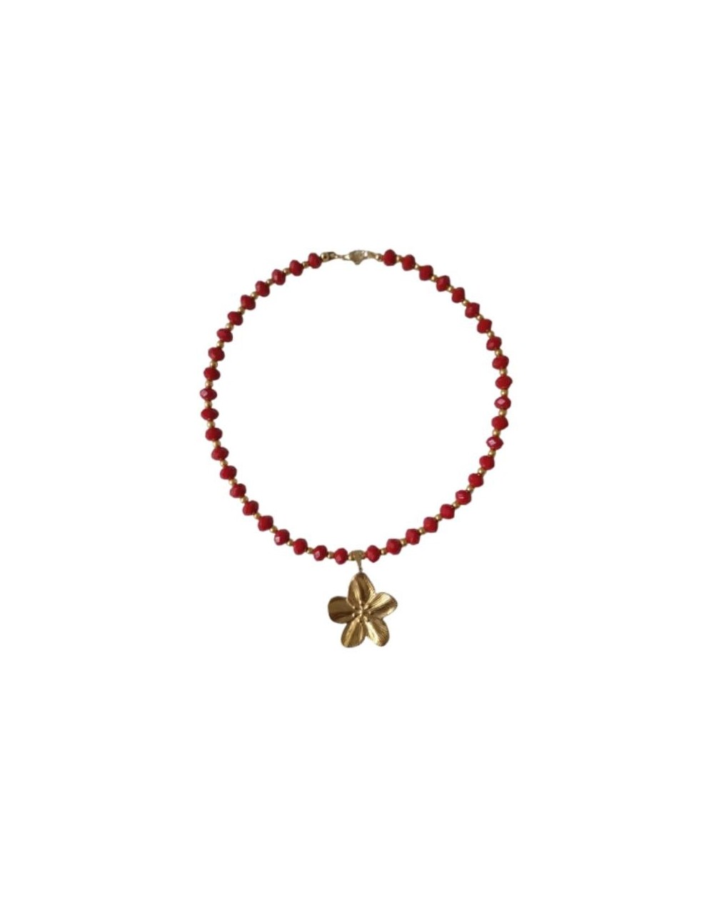 Collar floral rojo