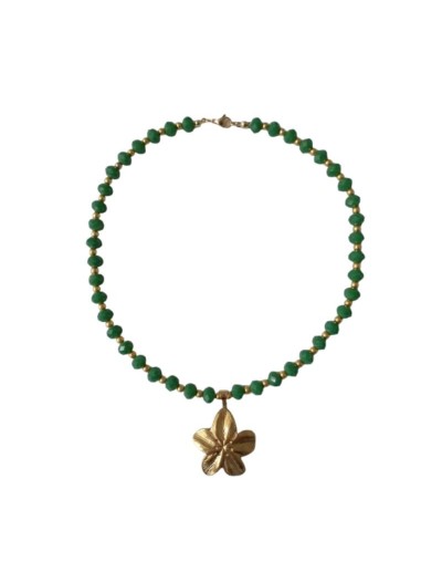 Collar floral verde