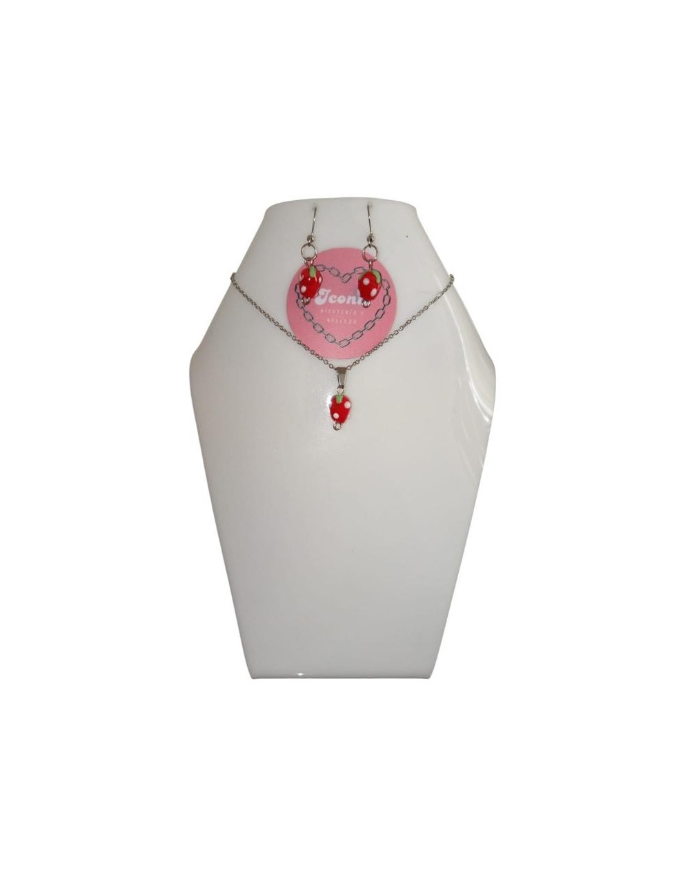 Combo Caja Collar y Aretes Fresas