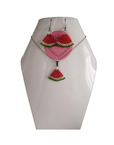Combo Caja Collar y Aretes Sandia