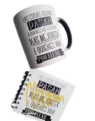 Kit Empresarial Taza Mágica + Cuaderno 12x12 Personalizado