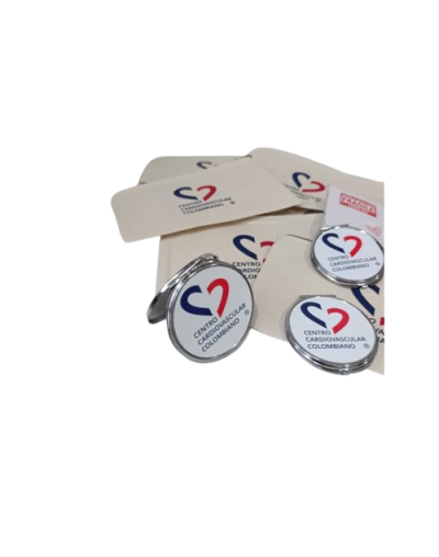 Combo Espejo de Bolso Personalizado + Cosmetiquera en Lienzo para Mujer