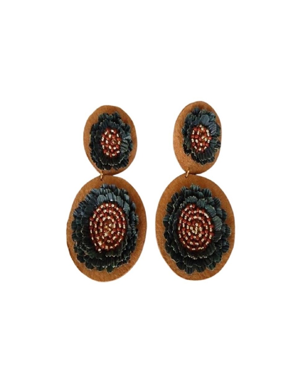 ARETES FLORES EN AMERO Y MOSTACILLAS