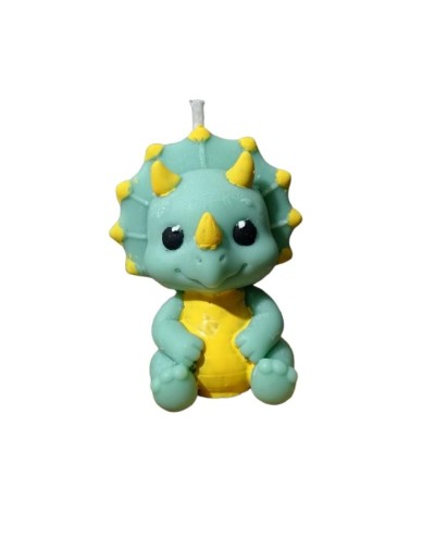 Divertido triceratops decorativo ideal como recordatorio para cumpleaños infantiles o fiestas temáticas de dinosaurios. Un detal