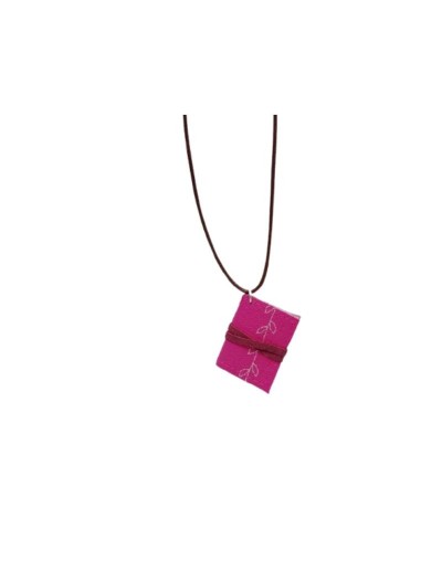 JOYERIA TEXTIL COLLAR MINI LIBRO FUCSIA