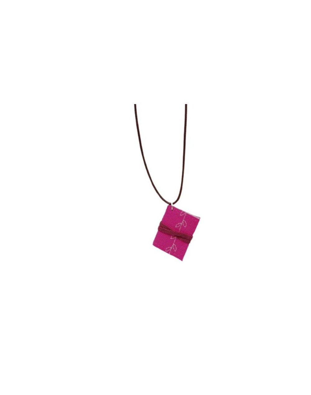 JOYERIA TEXTIL COLLAR MINI LIBRO FUCSIA
