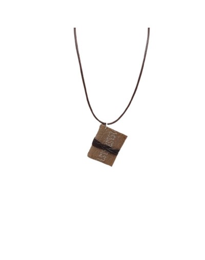 JOYERIA TEXTIL COLLAR MINI LIBRO CAFE