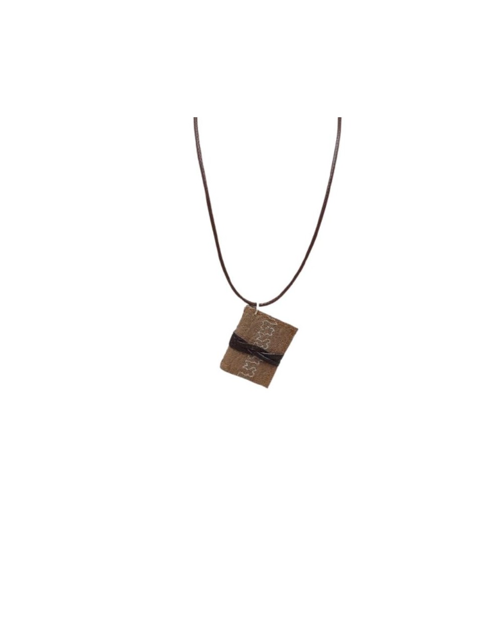 JOYERIA TEXTIL COLLAR MINI LIBRO CAFE