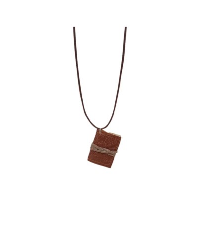 JOYERIA TEXTIL COLLAR MINI LIBRO MARRON