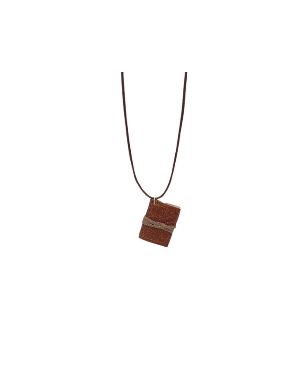 JOYERIA TEXTIL COLLAR MINI LIBRO MARRON
